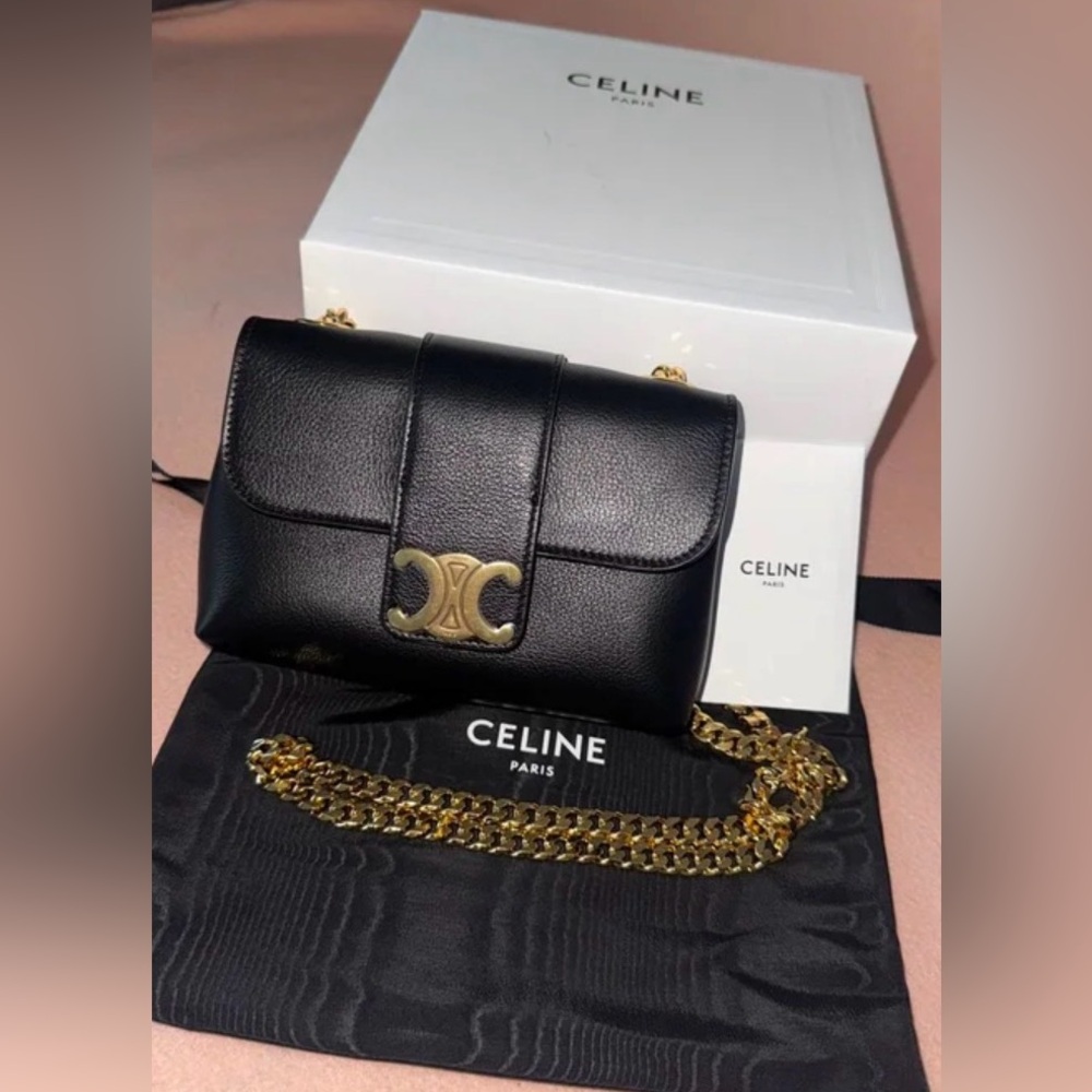 **SOLD** Celine Black Teen Victoire Shoulder Bag with Gold Hardware